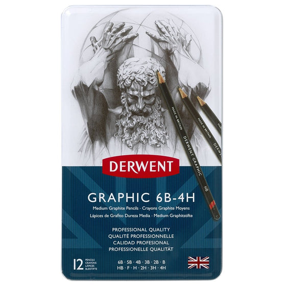 Derwent Graphic Drawing Pencils, Medium, Metal Tin, 12 Count (34214)
