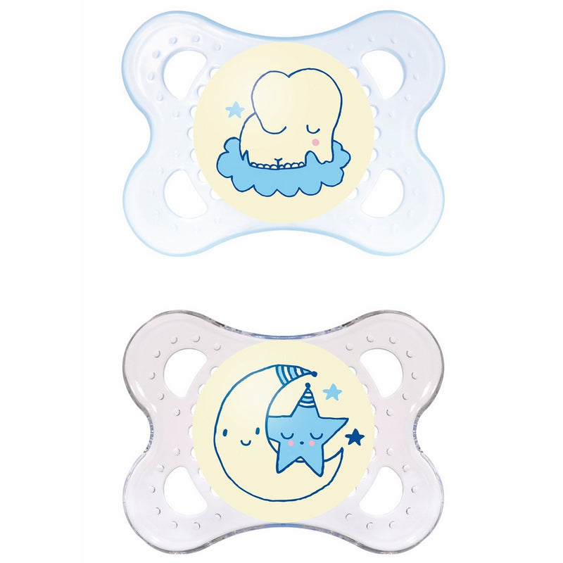 MAM Night Orthodontic Pacifier, Boy, 0-6 Plus Months, 2-Count