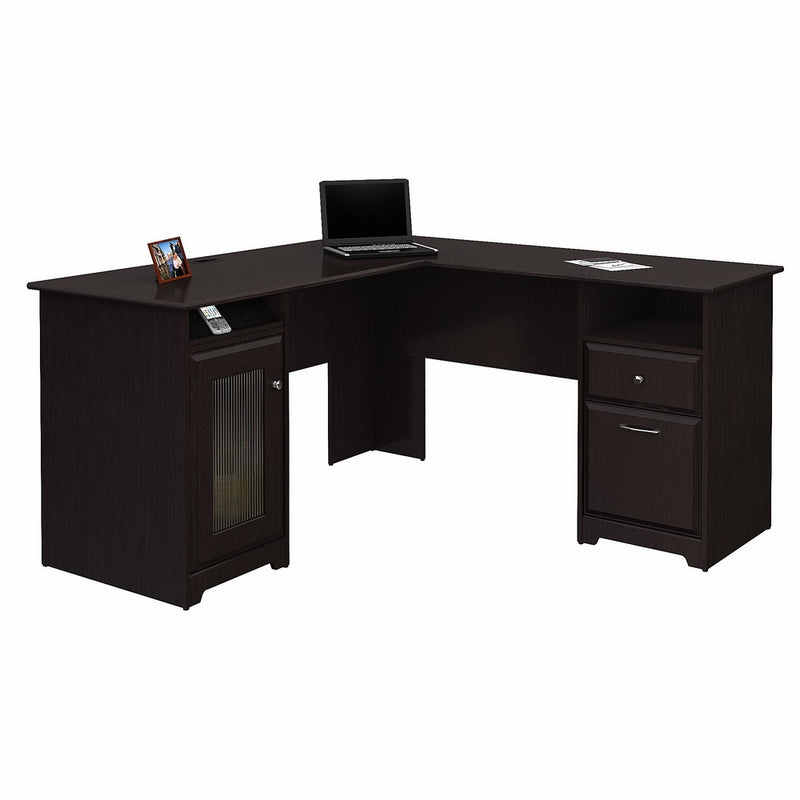 Bush Furniture Cabot L Shaped Computer Desk in Espresso Oak