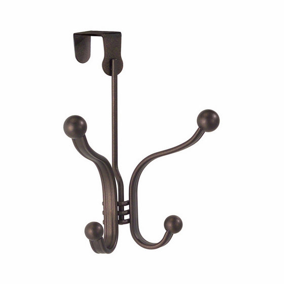 InterDesign York Lyra Over Door Organizer Hooks for Coats, Hats, Robes, Clothes or Towels – 2 Dual Hooks, Bronze