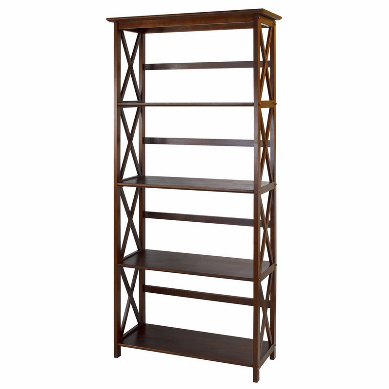 Casual Home Montego 5-Shelf Bookcase-Walnut