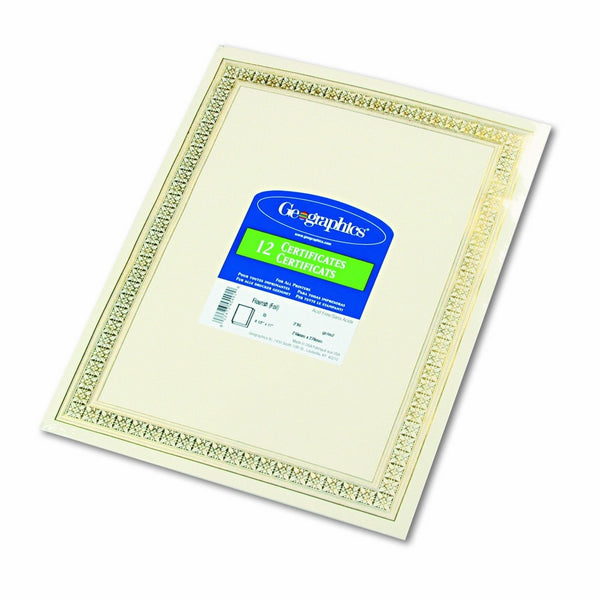 Geographics Flourish Premium Certificates (Gold Foil),8.5 x 11, 12/Pack (45492)