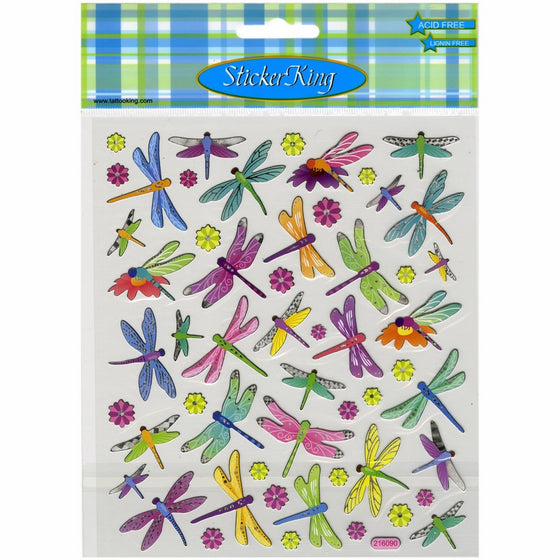 Tattoo King Multi-Colored Stickers-Dragonflies