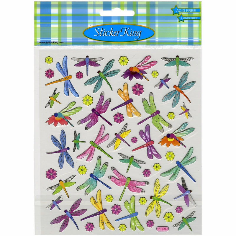 Tattoo King Multi-Colored Stickers-Dragonflies