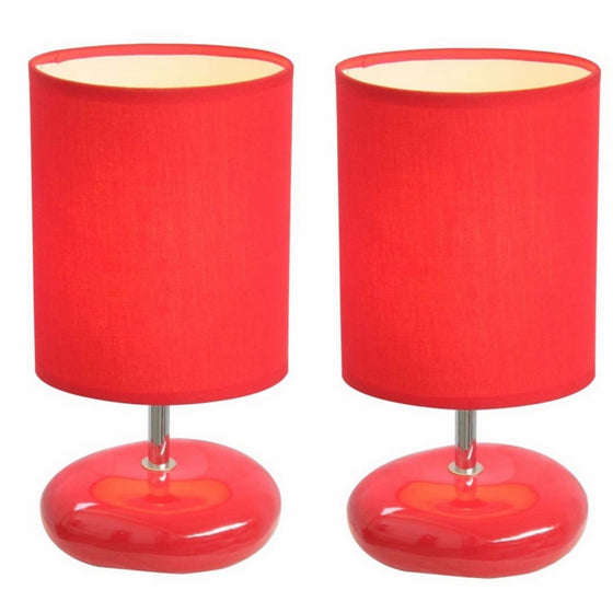 Simple Designs LT2005-RED-2PK Stonies Small Stone Look Lamp 2 Pack Set, Red