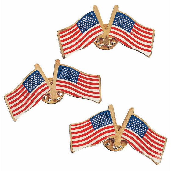 Double Usa Flag Clutch Pins (6 Dozen) - Bulk