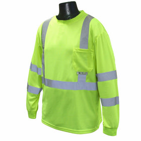 Radians ST21-3PGS-L Class 3 Max-Dri Moisture Wicking Mesh Long Sleeve Safety T-Shirt, Large, Green