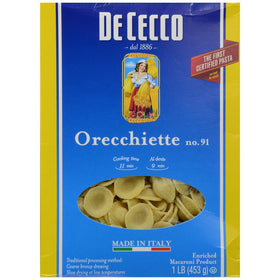 De Cecco Orecchiette No. 91 Pasta 16 Oz. Box