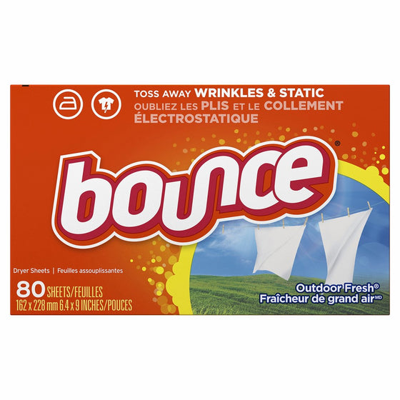 Bounce Fabric Softener Dryer Sheets, Outdoor Fresh Scent, 80 Count - Packaging May Vary