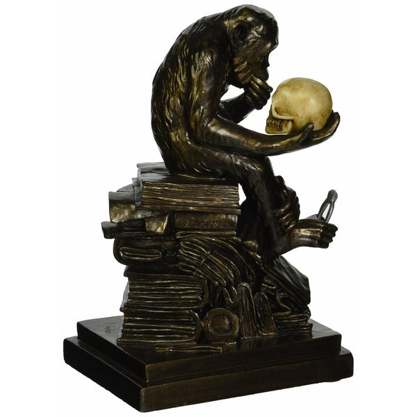 Design Toscano Charles Darwin's Ape Human Evolution Figurine Animal Statue, 8 Inch, Polyresin, Bronze Finish