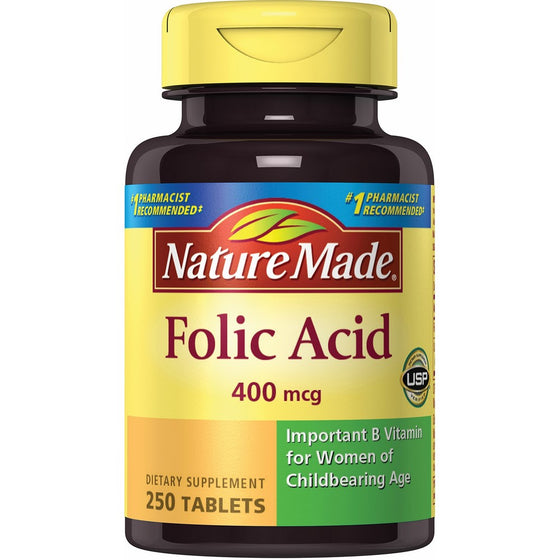 Nature Made Folic Acid 400 mcg. Tablets 3 Pack