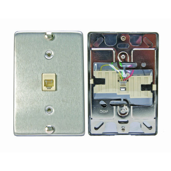 Leviton C0256-SS Telephone Wall Phone Wallplate Surface Mount Jack