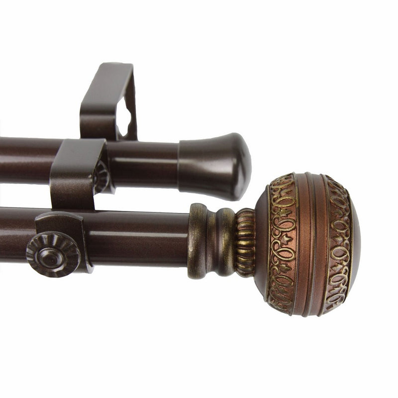 Rod Desyne Ornament Double Window Curtain Rod Set, 66 to 120-Inch, Cocoa