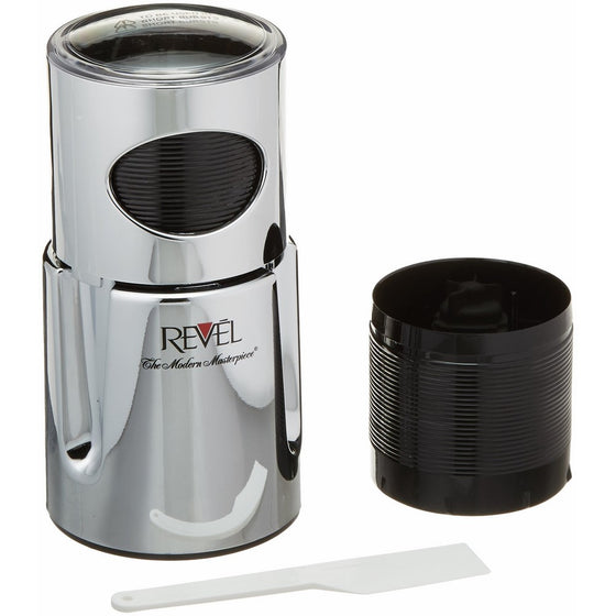 Revel CCM101CP Chrome Wet and Dry Coffee/Spice/Chutney Grinder with Extra Cup, 110-volt