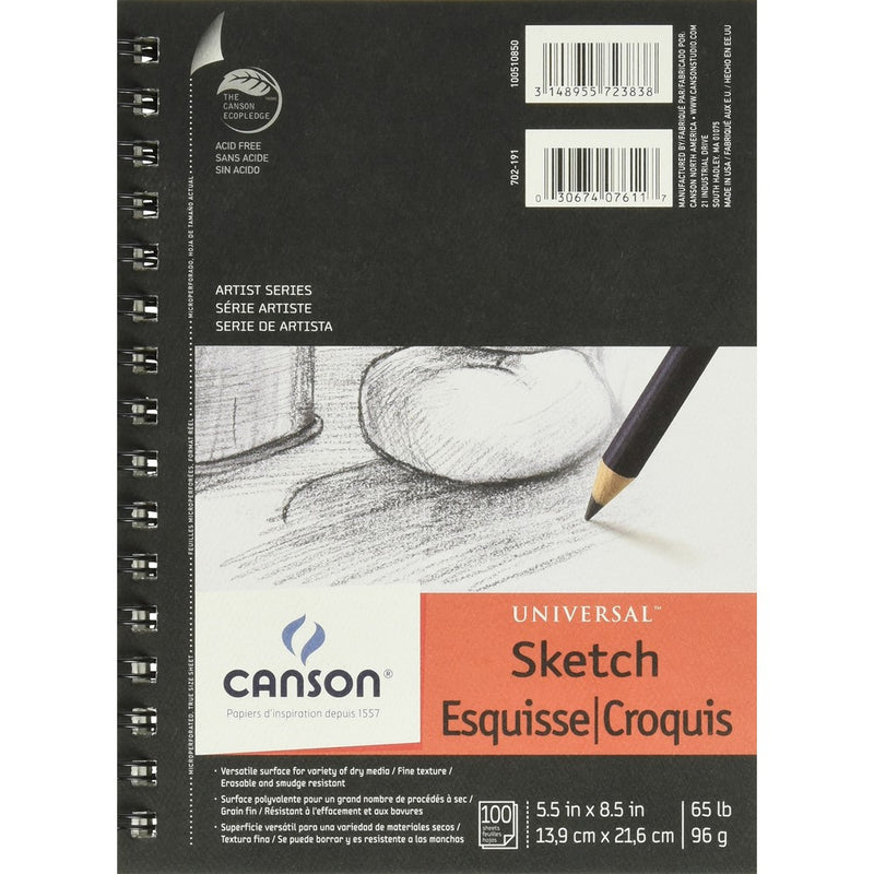 Canson Universal Sketch Pad 5.5X8.5 6 Pack