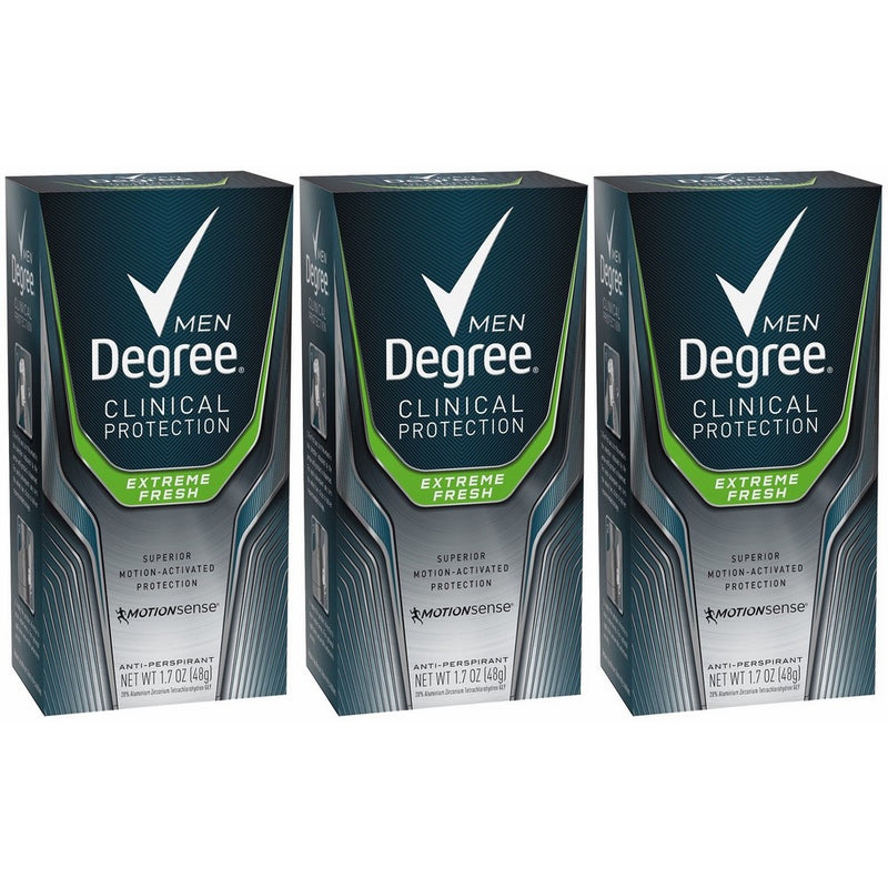 Degree Clinical Plus AntiPerspirant Deodorant with Re-Charge Technology, Extreme Fresh, 1.7 Ounce (Pack of 3)