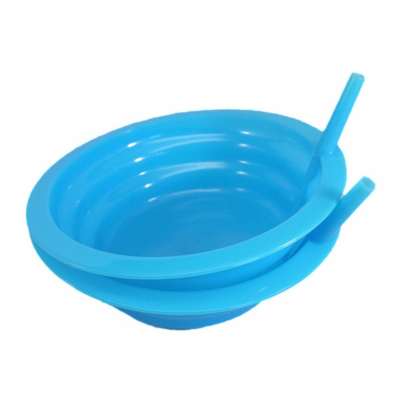 Good Living Set of 2 Sip-A-Bowl Cereal Bowls With Built-In Straw, Blue, 1-pack