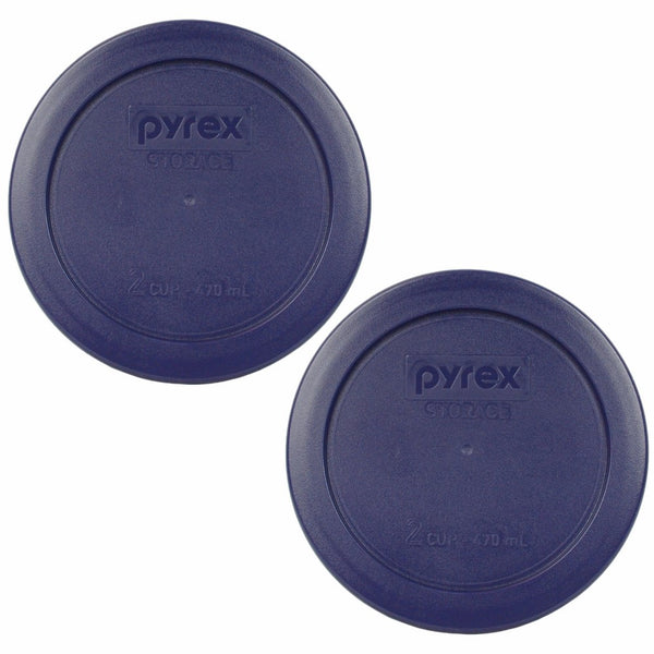 Pyrex Blue 2 Cup Round Storage Cover #7200-PC for Glass Bowls 2-Pack