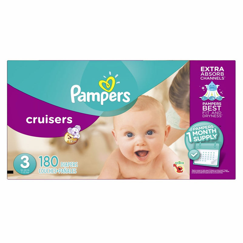 Pampers Cruisers Disposable Diapers Size 3, 180 Count, ONE MONTH SUPPLY