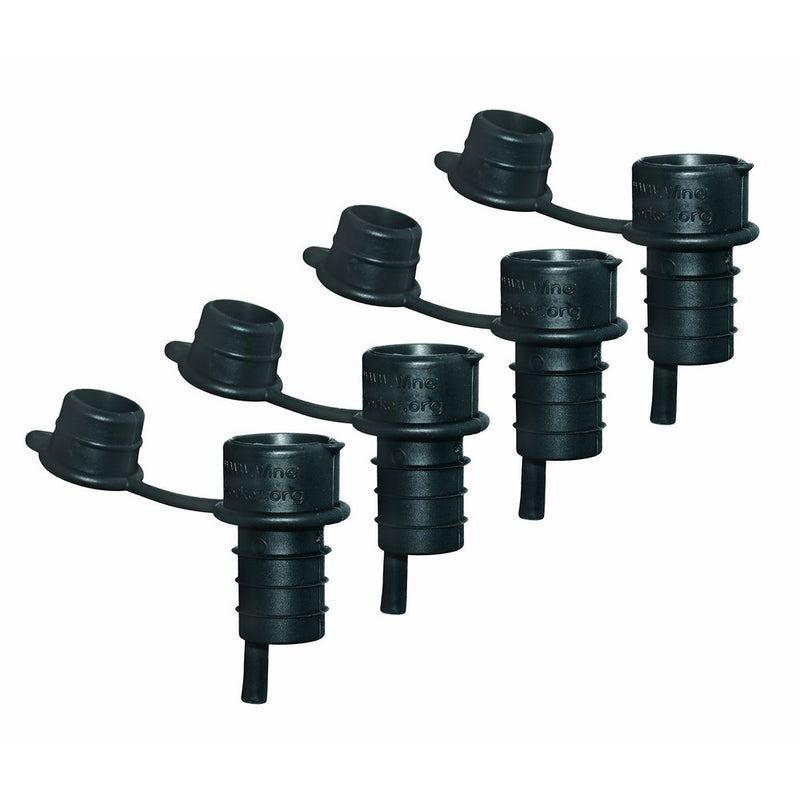 Haley's Corker Wine Bottle Stopper/Pourer/Oil Vinegar Dispenser Spout with Cap (Set of 4), Black