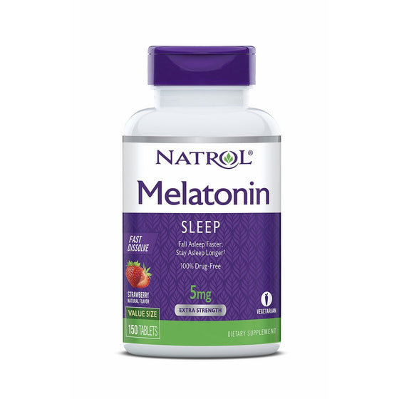 Natrol Melatonin Fast Dissolve Tablets, Strawberry flavor, 5mg, 150 Count