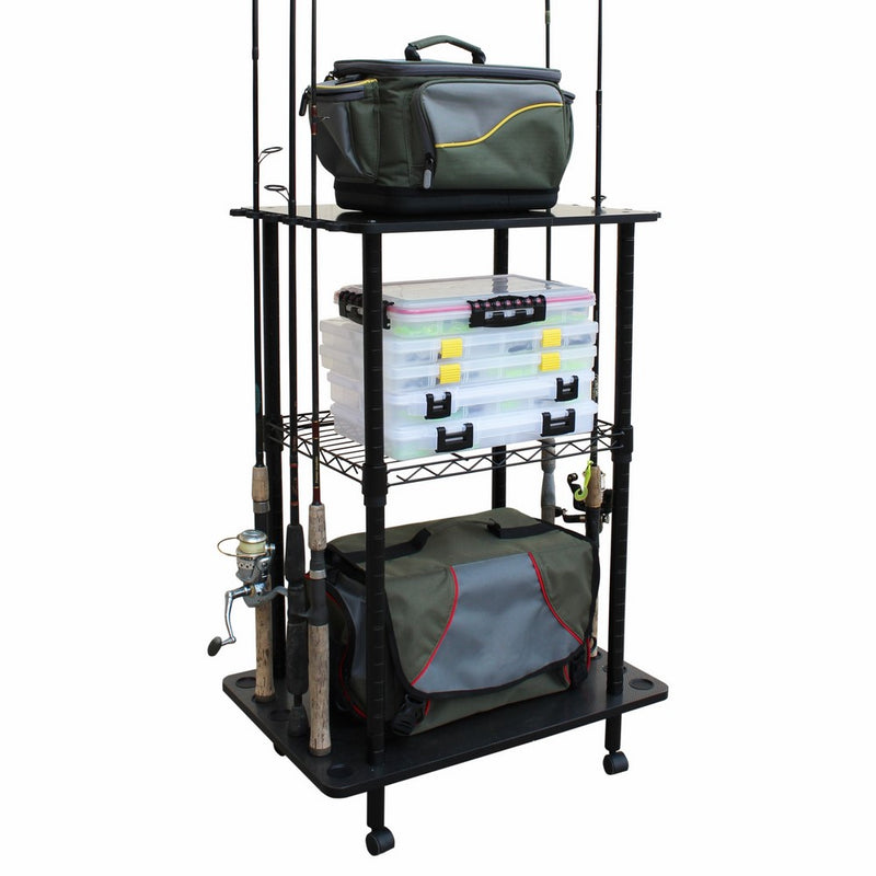 Rush Creek Creations 12 Fishing Rod Tackle Cart - 5 Minute Assembly