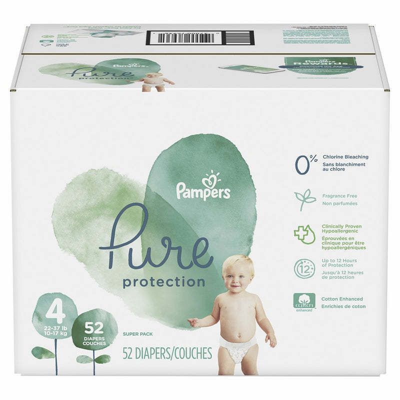 Pampers Pure Protection Disposable Diapers, Size 4, 52 Count