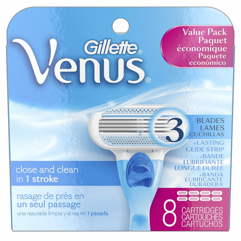 Gillette Venus Women's Original 3 Blade Razor Refills, 8 Count