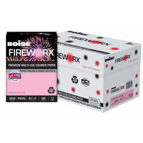 BOISE FIREWORX Premium Multi-Use Colored Paper, 8.5 x 11, Powder Pink, 20 lb, 10 ream carton (5,000 Sheets)