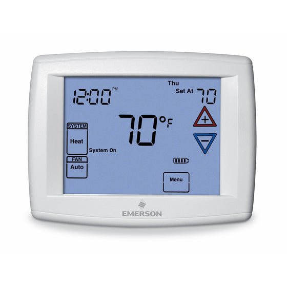 Emerson 1F97-1277 Touchscreen 7-Day Programmable Thermostat for Single-Stage and Heat Pump Systems