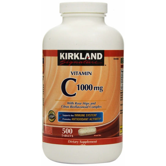 Kirkland Vitamin C with Rose Hips and Citrus Bioflavonoid Complex (1000 mg), 500-Count Tablets