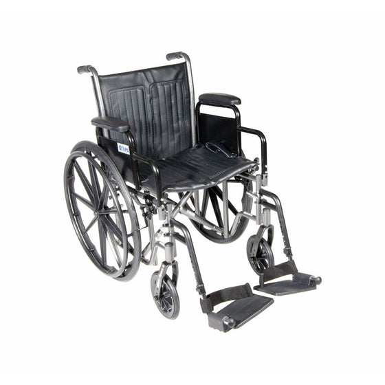 Drive Medical Silver Sport 2 Wheelchair with Various Arms Styles and Front Rigging Options, Black, 20"