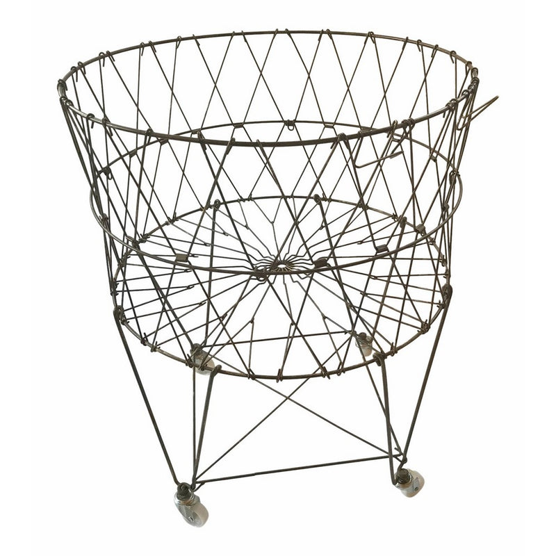 Moda Home Vintage Reproduction Collapsible Rolling Metal Laundry Basket
