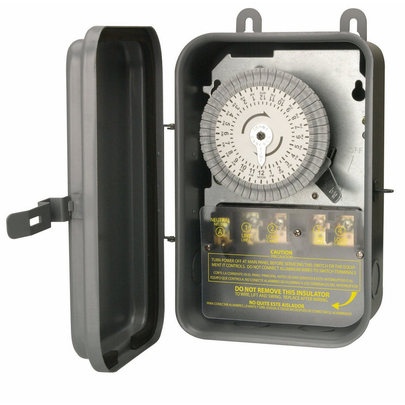 Woods 59104RWD Outdoor 24-Hour Heavy Duty Mechanical Time Switch, 208/277V 40A DPST
