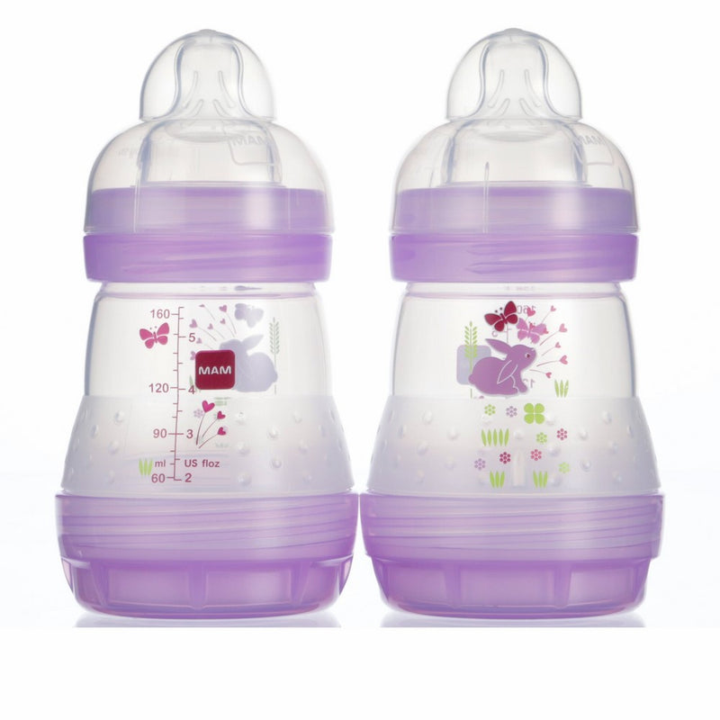 MAM Anti-Colic Bottle, Girl, 5 Ounces, 2-Count