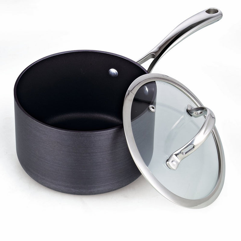Cooks Standard 3-Quart Hard Anodized Nonstick Saucepan with Lid, Black