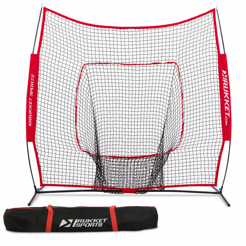 Rukket 7x7 Baseball / Softball Net | Practice Hitting, Pitching, Batting and Catching | Backstop Screen Equipment Training Aids | Includes Carry Bag