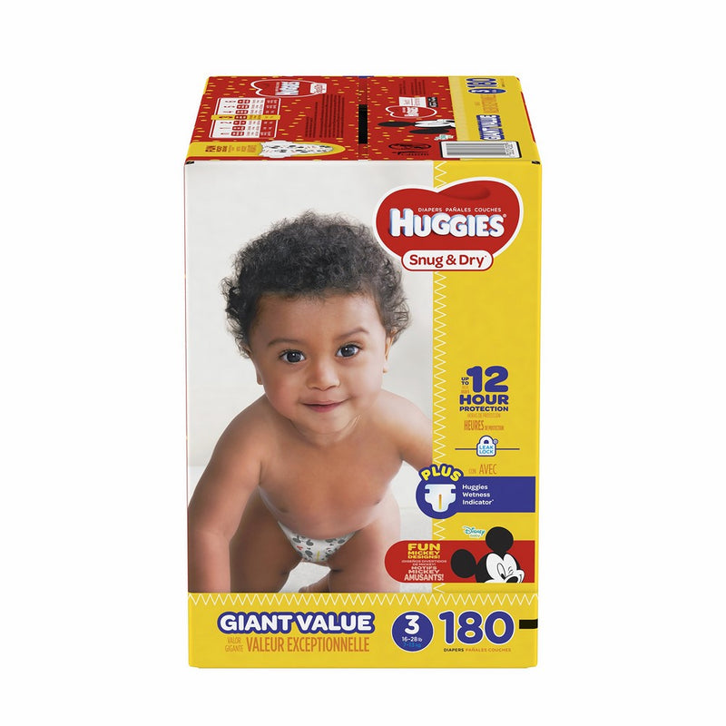 HUGGIES Snug & Dry Diapers, Size 3, 180 Count, GIANT PACK (Packaging May Vary)