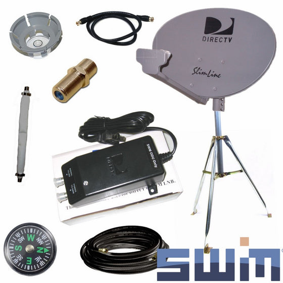 DirecTV SWM SL3S Portable Satellite RV Dish Kit Camping Tailgating with Tripod SWiM and level