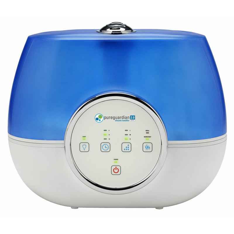 PureGuardian 11L Output Per Day Ultrasonic Warm and Cool Mist Humidifier, Large Room, Home, Office, Bedroom, Silver Clean Treated Tank, 3 Speeds, Timer, Auto Shut-Off, Pure Guardian H4810