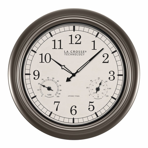 La Crosse Technology WT-3181PL-INT 18 inch Atomic Outdoor Clock with Temperature & Humidity