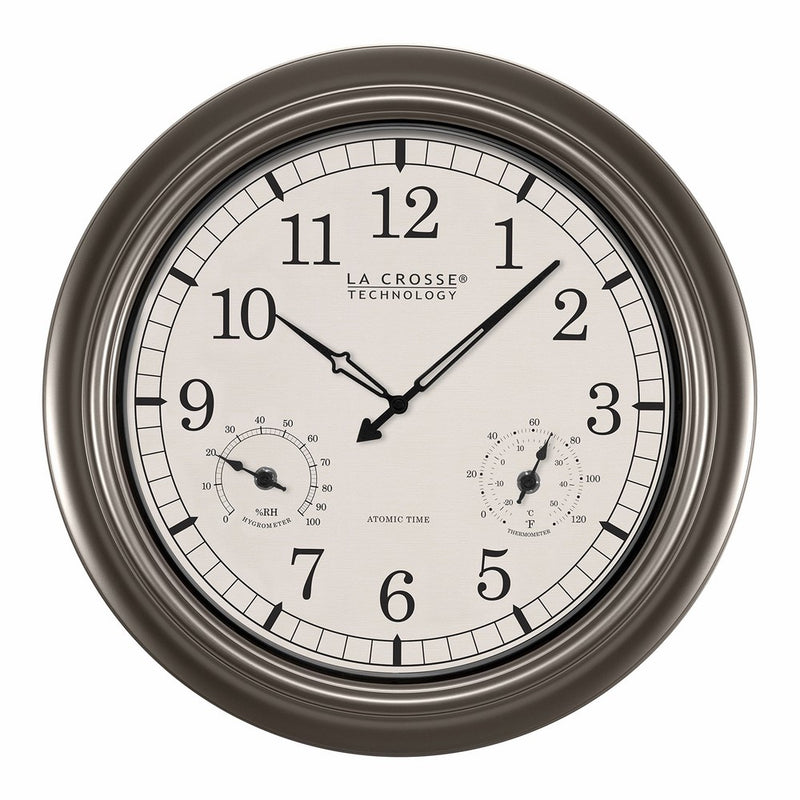 La Crosse Technology WT-3181PL-INT 18 inch Atomic Outdoor Clock with Temperature & Humidity