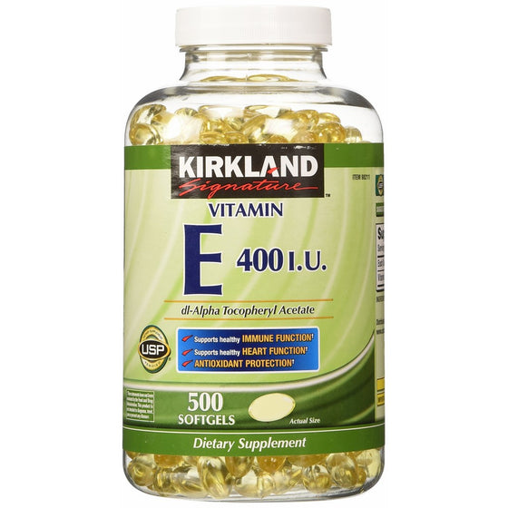 Kirkland Signature Vitamin E 400 I.U. 500 Softgels, Bottle