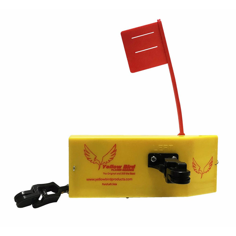 Yellow Bird Fishing Products "Totally Redesigned" New 8" Medium Planer Board (100P Port Side Planer Board with Working Tattle Flag, Enclosed Back, Adjustable Weight and New Ex-Lrg Pinch Pad Release)