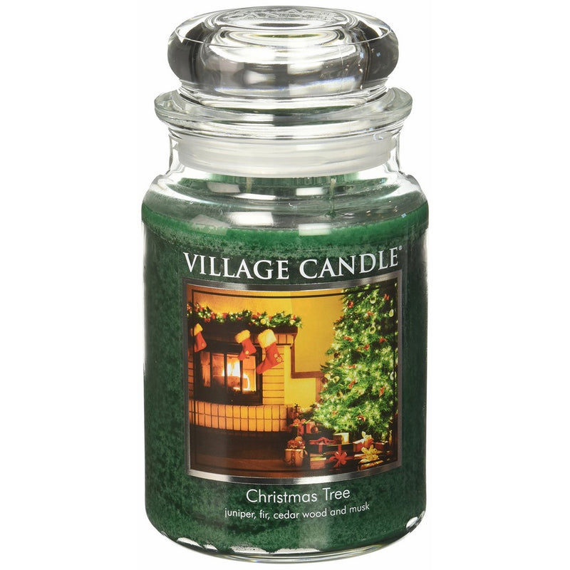 Village Candle Christmas Tree 26 oz Glass Jar Scented Candle, Large