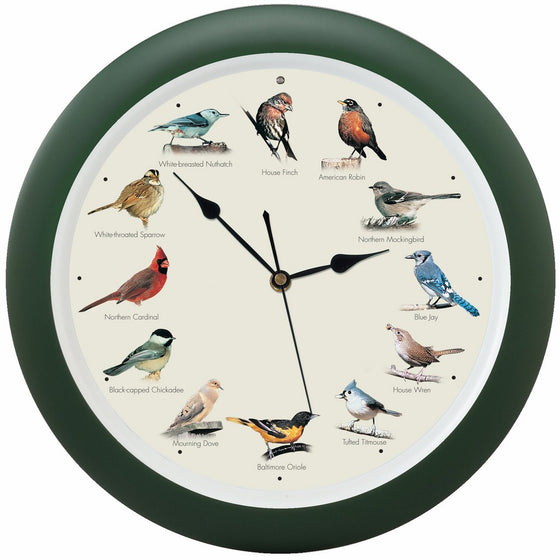 Mark Feldstein and Associates DLB023GR Original Singing Bird Clock 13 in Green