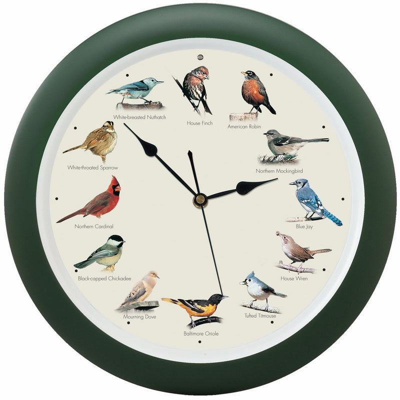 Mark Feldstein and Associates DLB023GR Original Singing Bird Clock 13 in Green