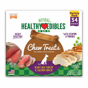 Nylabone Healthy Edibles Natural Dog Treats, Extra-Small Dog Chews, 34 Pack