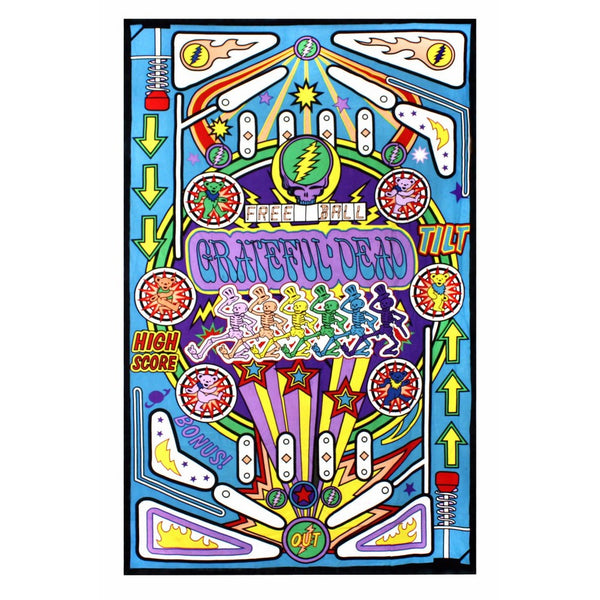 Sunshine Joy Grateful Dead 3D Pinball Machine Tapestry Tablecloth Wall Art Beach Sheet Huge 60x90 Inches - Amazing 3D Effects