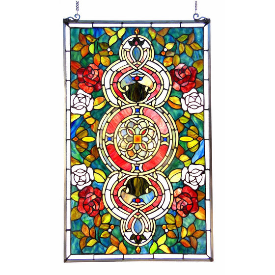 Chloe Lighting Eureka Sonaratiffany-Glass Victorian Window Panel 20x32